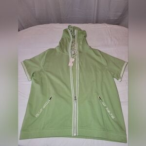 Dressbarn Light Green Hooded Short Sleeved Sweatshirt Womens 1x Nwt
